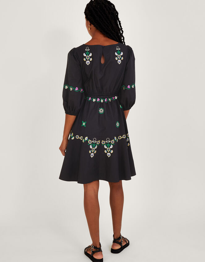Embroidered Tiered Dress Black | Day Dresses | Monsoon Global.