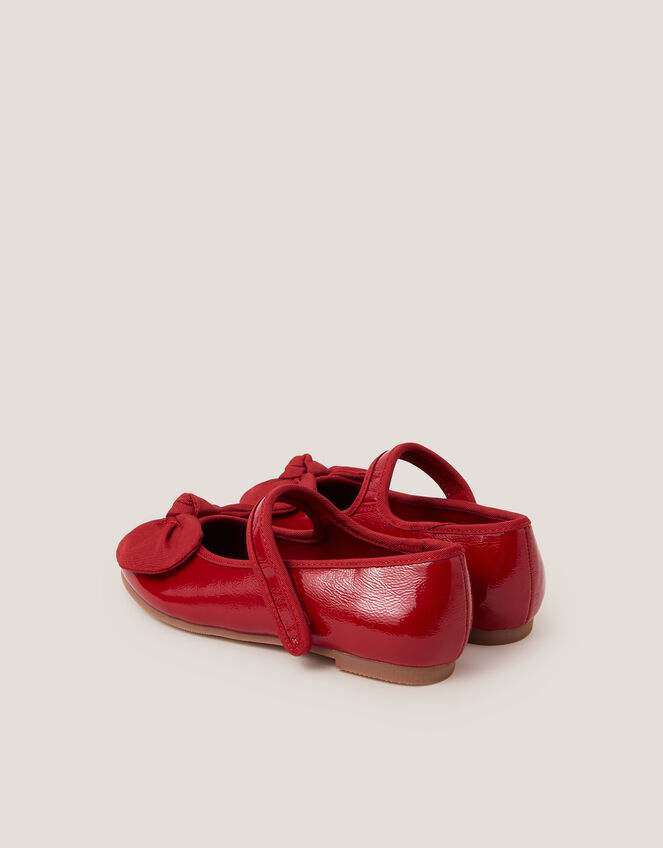 Bow Patent Strap Ballet Flats, Red (RED), large