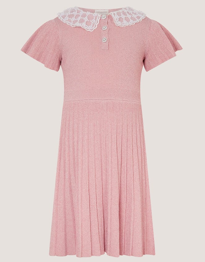 Maude Pearl Collar Knitted Dress, Pink (PALE PINK), large