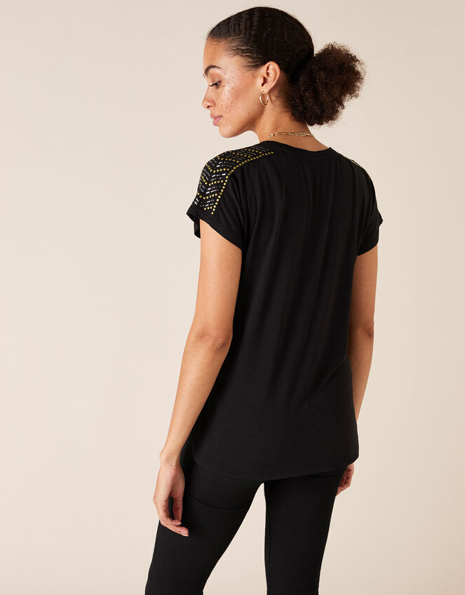 Heat-Seal Gem Jersey T-Shirt, Black (BLACK), large