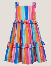 Rainbow Stripe Tiered Dress, Multi (MULTI), large