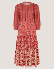 Palmer Floral Jersey Midi Dress, Red (RED), large