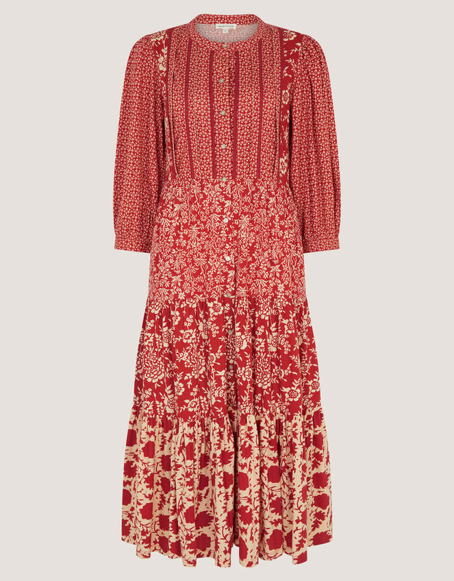 Palmer Floral Jersey Midi Dress, Red (RED), large