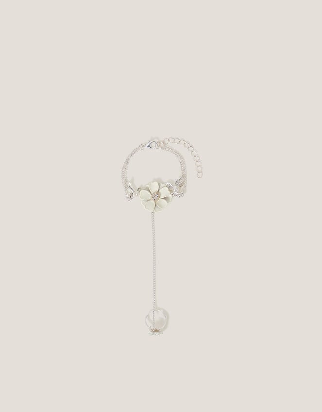 Diamante Flower Hand Chain, White (WHITE), large