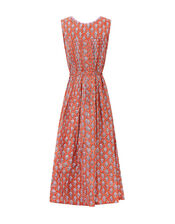 East Skye Pintuck Midi Dress in Organic Cotton, Red (RED), large