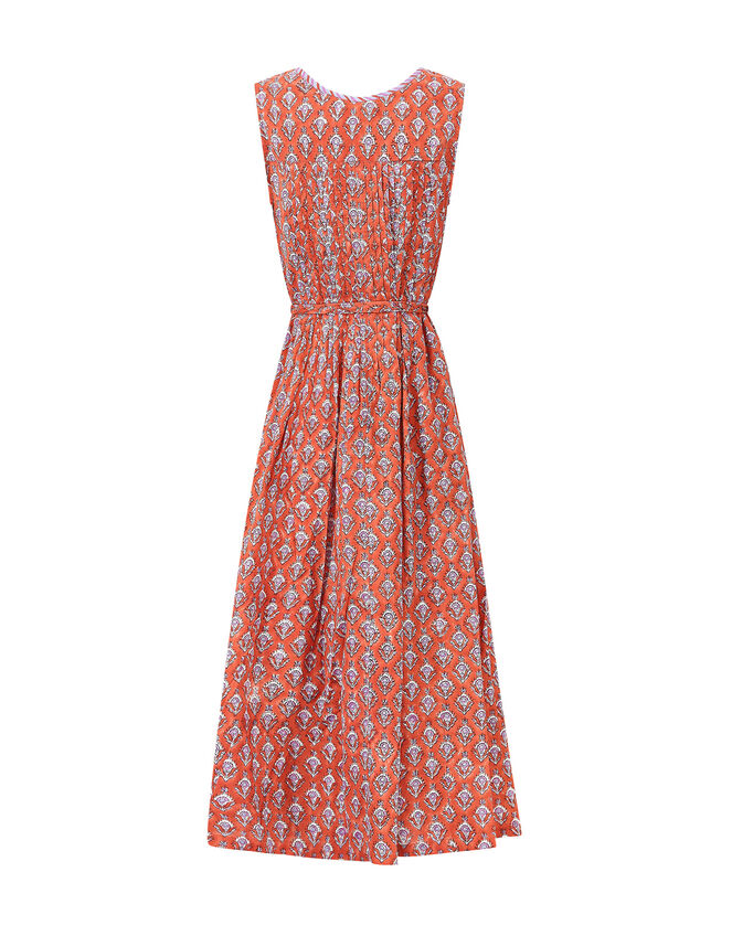 East Skye Pintuck Midi Dress in Organic Cotton, Red (RED), large