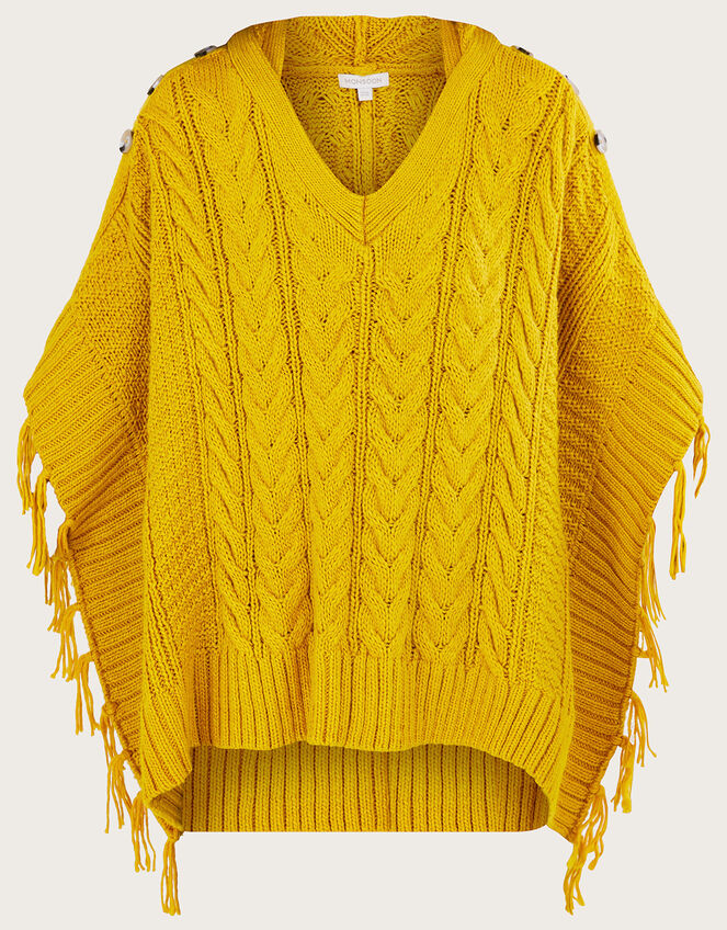 Hooded Poncho, Yellow (YELLOW), large