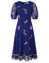 April Floral Embroidery Tea Dress, Blue (BLUE), large