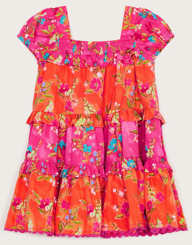 Baby Tiered Floral Dress in Recycled Polyester, Pink (PINK), large