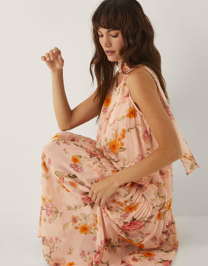 Cassia Floral Print Midi Dress, Nude (NUDE), large