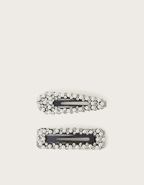 2-Pack Pearl and Diamante Hair Clips, , large
