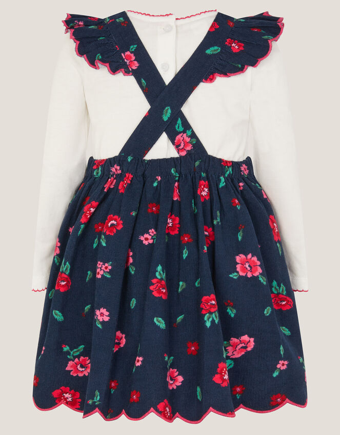 Baby Floral Top & Corduroy Dress Set, Blue (NAVY), large