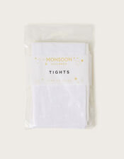 Semi-Sheer Bow Tights, White (WHITE), large