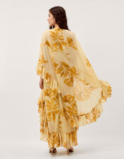 Joanna Ruffle Cape Chiffon Maxi Dress, Ivory (IVORY), large