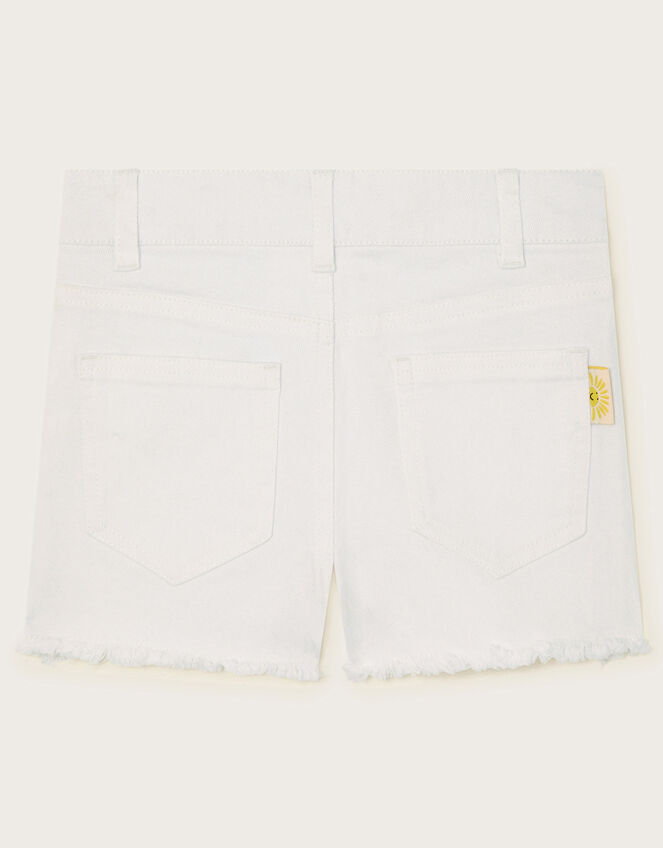 Rainbow Denim Shorts, White (WHITE), large