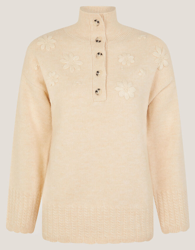 Em Floral Embroidered Knit Sweater, Ivory (IVORY), large