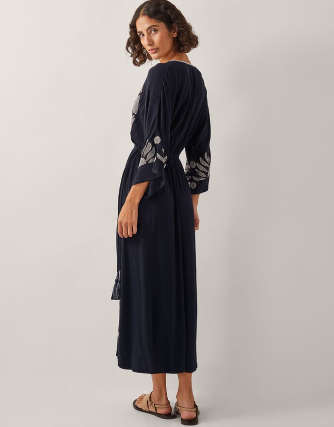 Sophia Embroidered Kaftan Maxi Dress, Black (BLACK), large