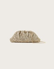 Embellished Shell Clasp Bridal Clutch Bag, , large