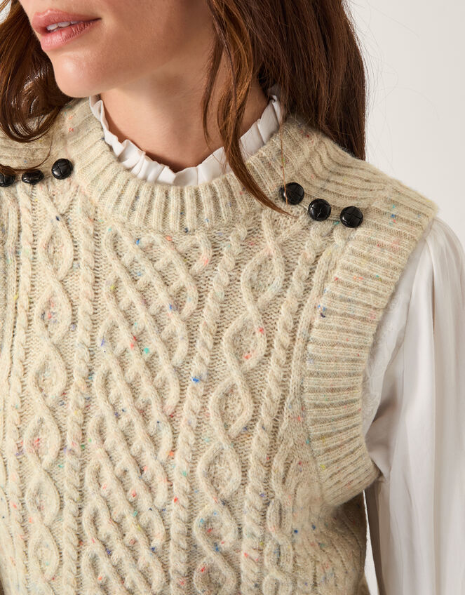 Carly Cable Knit Vest, Grey (LIGHT GREY), large