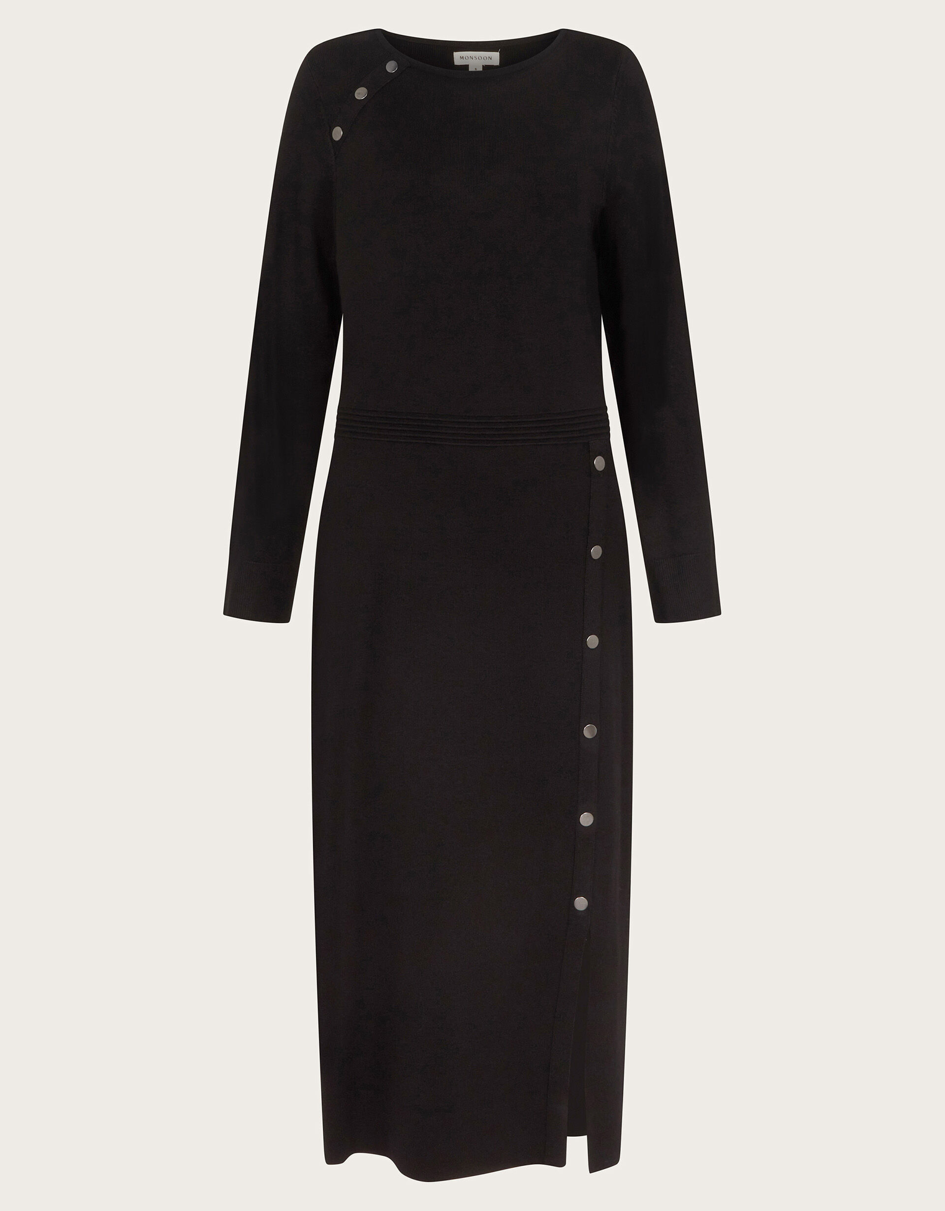 Ciara Button Midi Jumper Dress Black