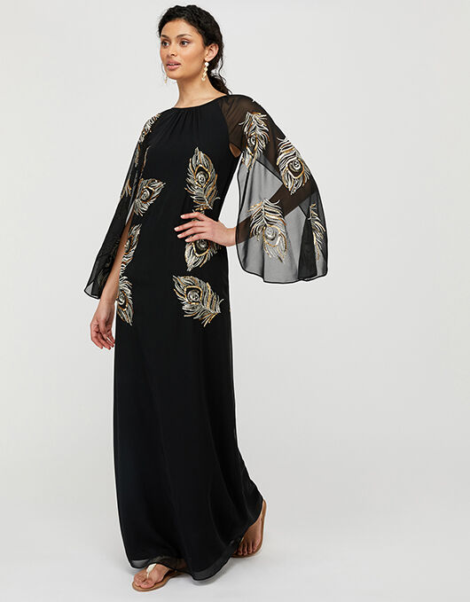 Cara Peacock Embroidered Maxi Dress 