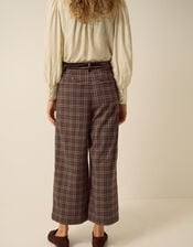 Gracie Check Print Wide Leg Trousers, Brown (BROWN), large