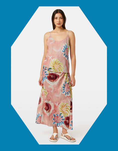 Abstract Print Midi Wrap Skirt, Pink (PINK), large