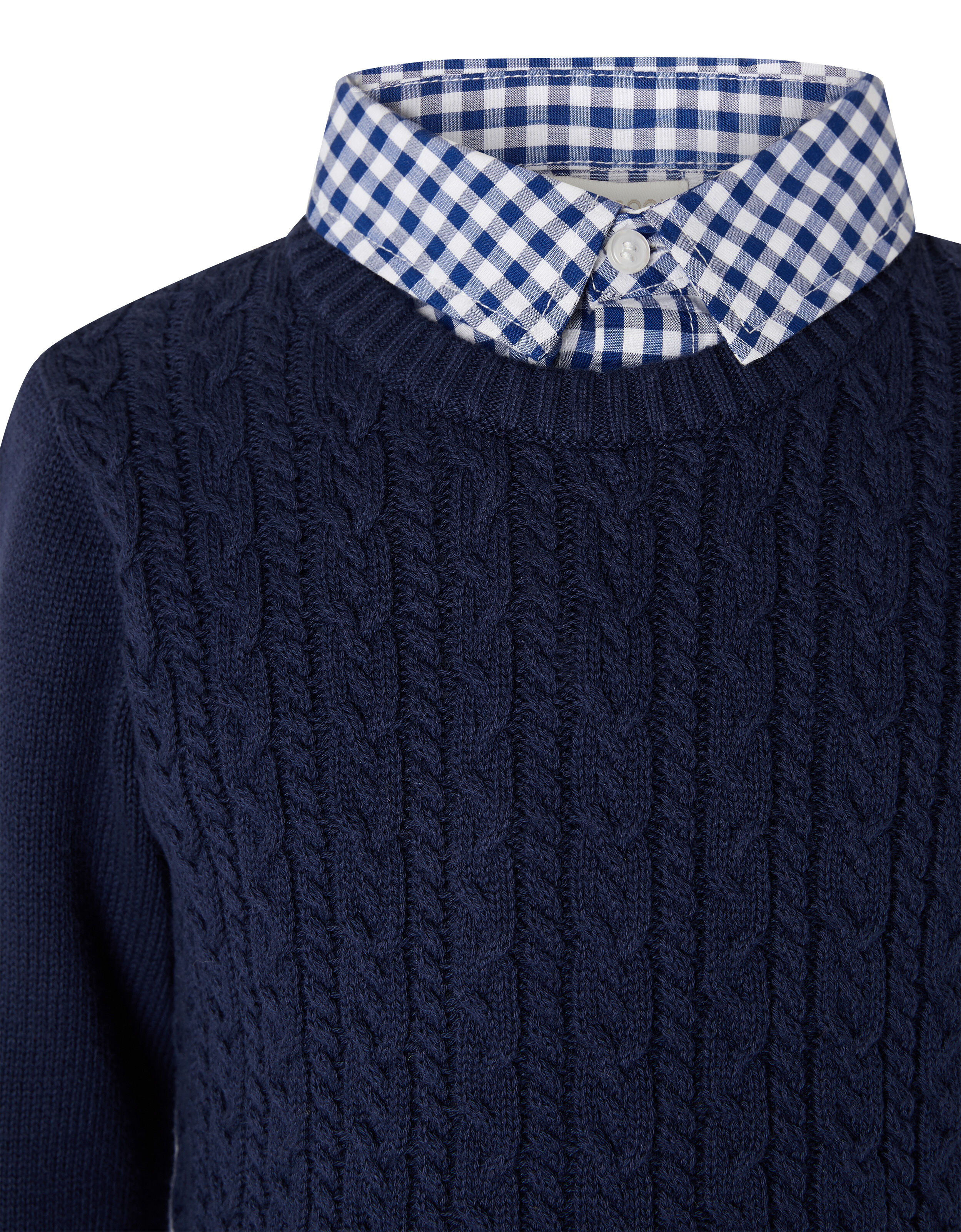 Mock Collar Cable Knit Jumper Blue Boys Jumpers Cardigans