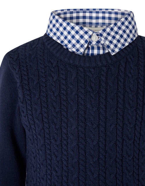 Download Mock Collar Cable Knit Jumper Blue | Boys Hoodies ...