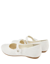 Tiana Shimmer Lace Corsage Ballerina Flats, Ivory (IVORY), large