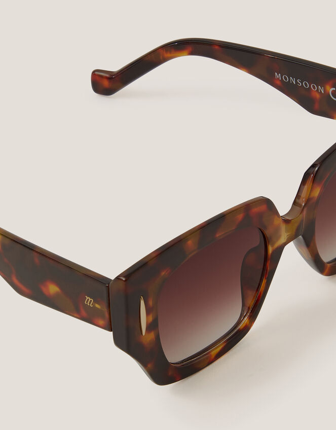 Chunky Square Sunglasses, Brown (BROWN), large