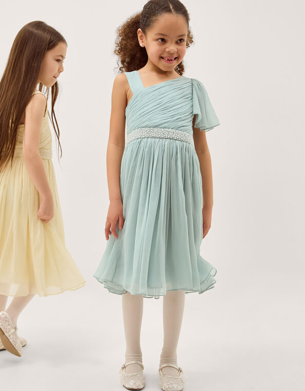 Amalthea Asymmetrical Embellished Party Dress, Green (SAGE), large