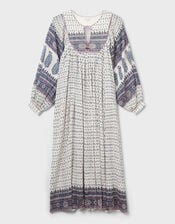 East Tilly Print Midi Smock Dress, Blue (BLUE), large