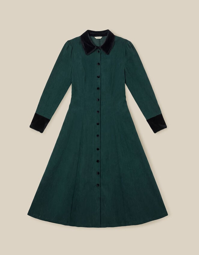 Saba Collar Corduroy Midi Dress, Green (DARK GREEN), large
