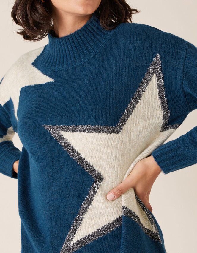 Shimmer Star Shape Knit Jumper, Teal (TEAL), large