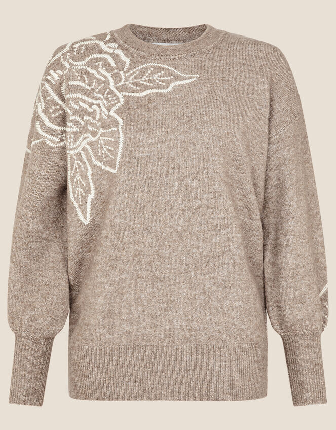 Floral Cornelli Jumper , Brown (MOCHA), large