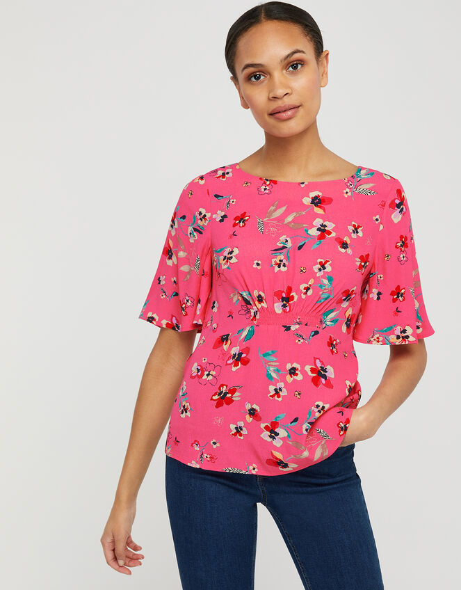 Maisy Floral Top in LENZING™ ECOVERO™, Pink (BLUSH), large