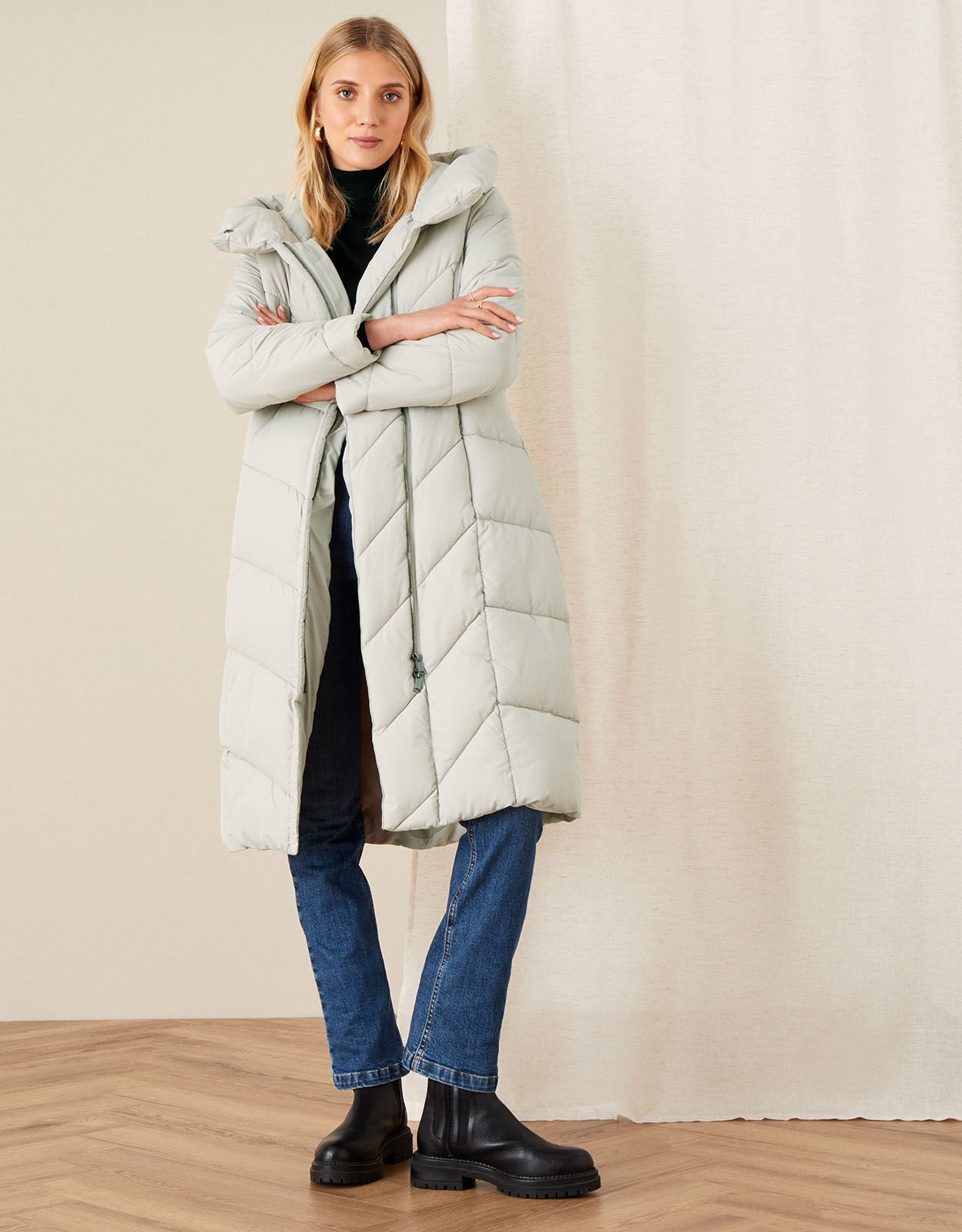 Bettina Longline Padded Coat with Recycled Polyester Brown Women s Coats Monsoon Global
