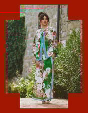 One Hundred Stars Kitsch Bouquet Wide Leg Trousers, Green (GREEN), large