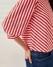 Sally Stripe Jersey Top, Red (RED), large