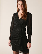 Abigail Shimmer Animal Devore Dress, Black (BLACK), large