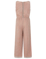 Rose Gold Shimmer Pleated Jumpsuit, Pink (PINK), large