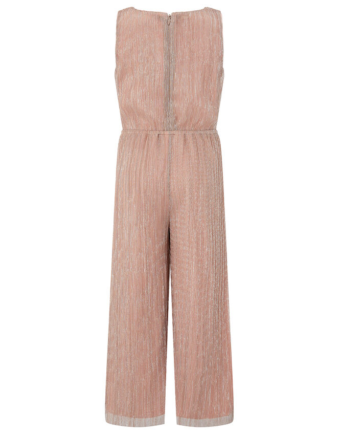 Rose Gold Shimmer Pleated Jumpsuit, Pink (PINK), large