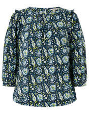 ARTISAN STUDIO Floral Woodblock Print Top, Blue (BLUE), large