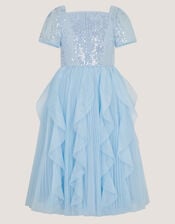 Scarla Sequin Ruffle Party Dress, Blue (PALE BLUE), large