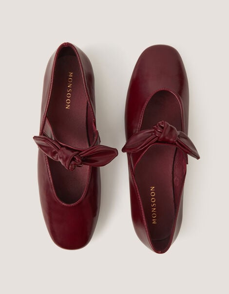 Hari Bow Mary Jane Ballet Flats, Red (BURGUNDY), large