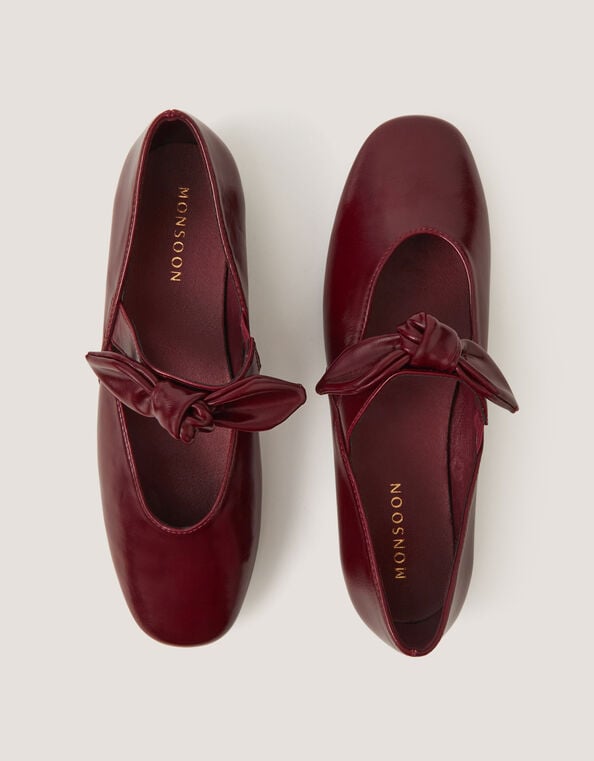 Hari Bow Mary Jane Ballet Flats, Red (BURGUNDY), large