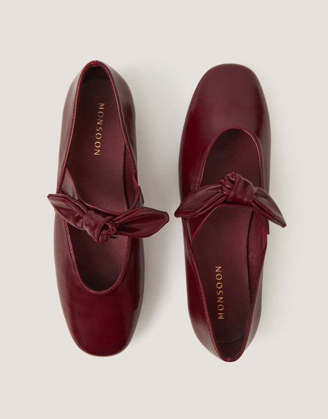 Hari Bow Mary Jane Ballet Flats, Red (BURGUNDY), large