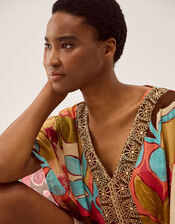 Iris Floral Print Mini Kaftan, , large
