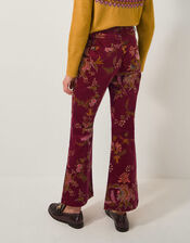 Yasmina Floral Corduroy Flare Pants, Red (CHERRY), large